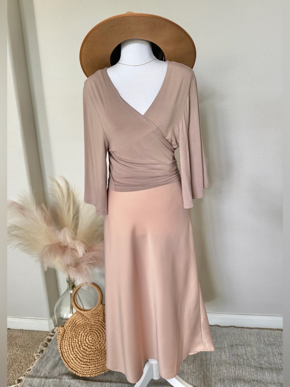 Zenana Outfitters - versatile Brown Crop Wrap Top - Picture 6 of 9